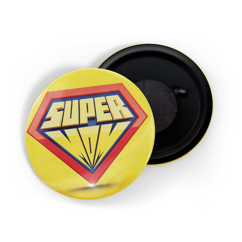dhcrafts Yellow color Round Fridge Magnet Super Mom Glossy Finish Design Pack of 1 (58 mm)